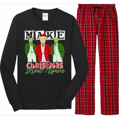 Make Christmas Great Again – Funny Trump Christmas Trio Elon Long Sleeve Pajama Set