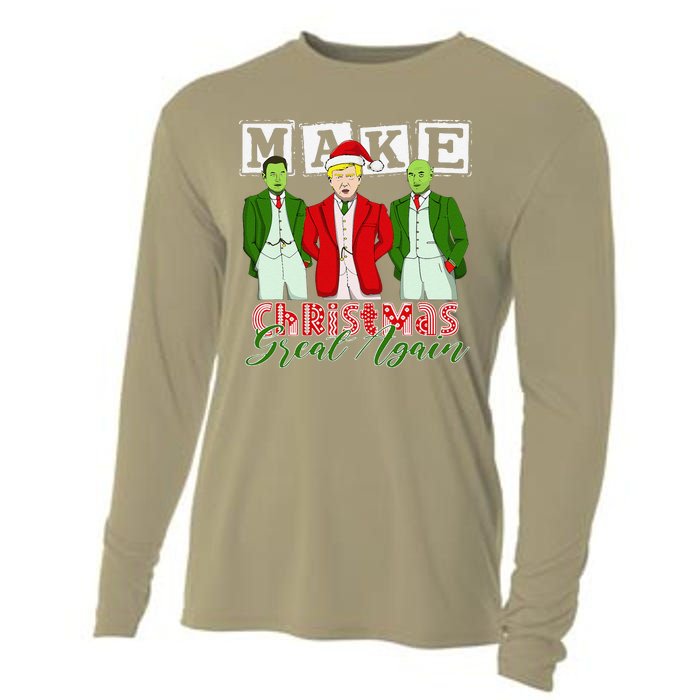 Make Christmas Great Again – Funny Trump Christmas Trio Elon Cooling Performance Long Sleeve Crew