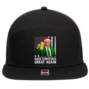 Make Christmas Great Again Beer Drinking Xmas Trump 7 Panel Mesh Trucker Snapback Hat