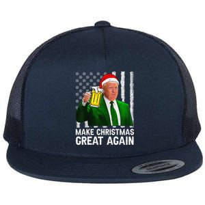 Make Christmas Great Again Beer Drinking Xmas Trump Flat Bill Trucker Hat