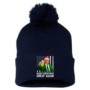 Make Christmas Great Again Beer Drinking Xmas Trump Pom Pom 12in Knit Beanie