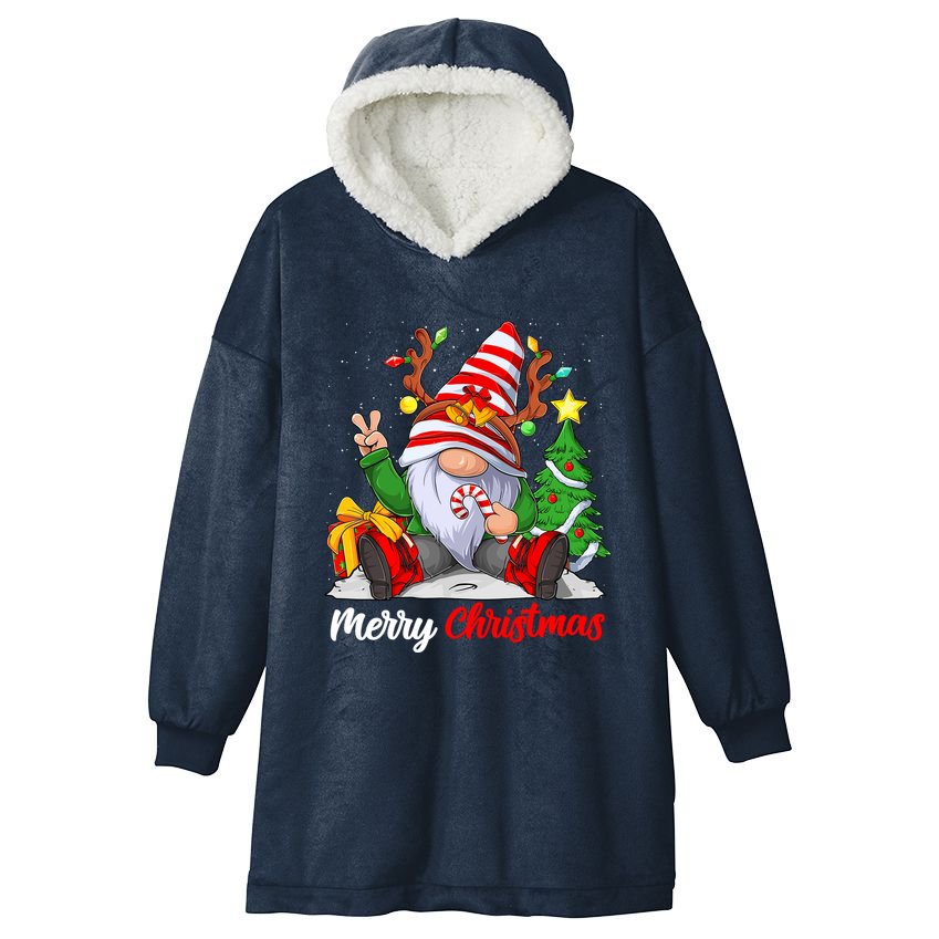 Merry Christmas Gnome Family Christmass For Hooded Wearable Blanket