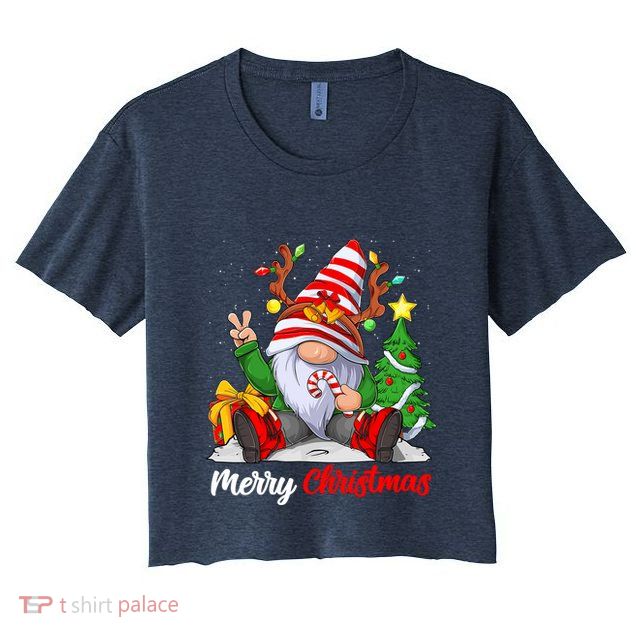 Merry Christmas Gnome Family Christmass For Crop Top