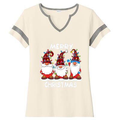 Merry Christmas Gnomes Lover Xmas Funny Santa Xmas Holiday Ladies Halftime Notch Neck Tee