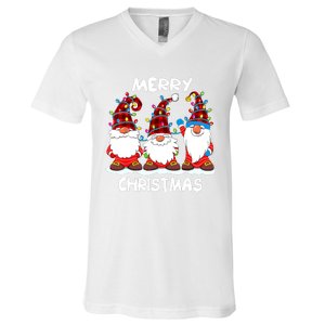 Merry Christmas Gnomes Lover Xmas Funny Santa Xmas Holiday V-Neck T-Shirt