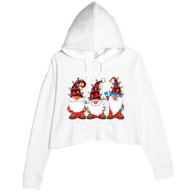 Merry Christmas Gnomes Lover Xmas Funny Santa Xmas Holiday Crop Fleece Hoodie