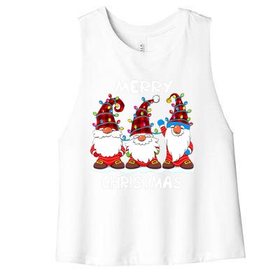 Merry Christmas Gnomes Lover Xmas Funny Santa Xmas Holiday Women's Racerback Cropped Tank