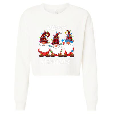 Merry Christmas Gnomes Lover Xmas Funny Santa Xmas Holiday Cropped Pullover Crew