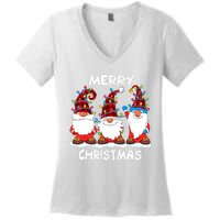 Merry Christmas Gnomes Lover Xmas Funny Santa Xmas Holiday Women's V-Neck T-Shirt