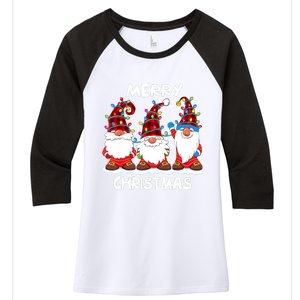 Merry Christmas Gnomes Lover Xmas Funny Santa Xmas Holiday Women's Tri-Blend 3/4-Sleeve Raglan Shirt