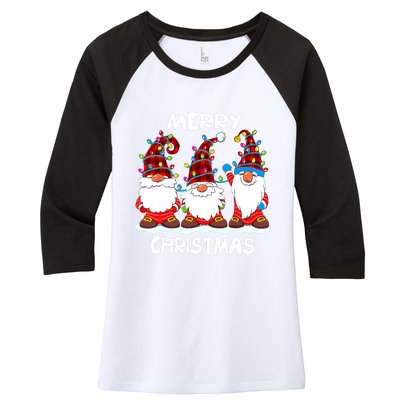 Merry Christmas Gnomes Lover Xmas Funny Santa Xmas Holiday Women's Tri-Blend 3/4-Sleeve Raglan Shirt