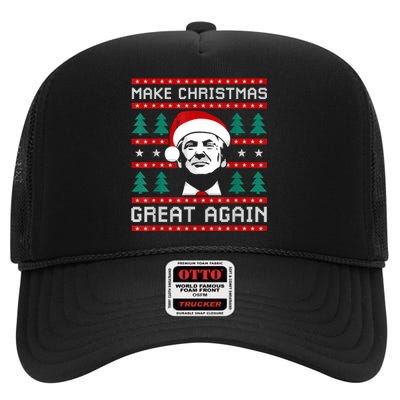 Make Christmas Great Again Trump High Crown Mesh Back Trucker Hat