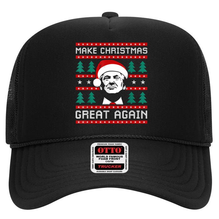 Make Christmas Great Again Trump High Crown Mesh Back Trucker Hat