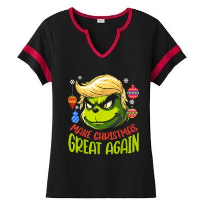 Make Christmas Great Again Donald Trump Xmas Funny Gift Ladies Halftime Notch Neck Tee