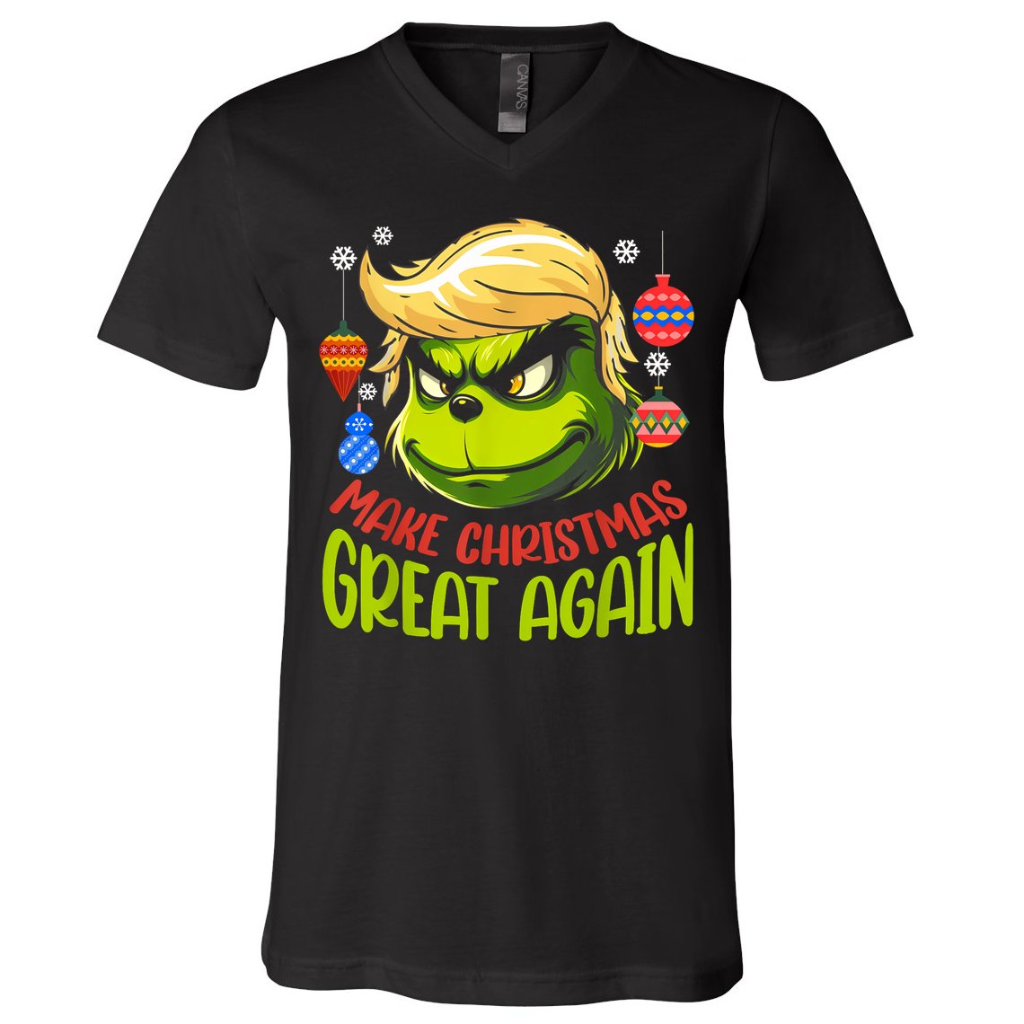 Make Christmas Great Again Donald Trump Xmas Funny Gift V-Neck T-Shirt