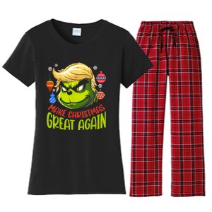 Make Christmas Great Again Donald Trump Xmas Funny Gift Women's Flannel Pajama Set