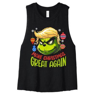 Make Christmas Great Again Donald Trump Xmas Funny Gift Women's Racerback Cropped Tank