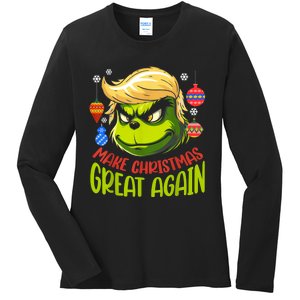 Make Christmas Great Again Donald Trump Xmas Funny Gift Ladies Long Sleeve Shirt