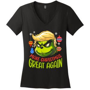 Make Christmas Great Again Donald Trump Xmas Funny Gift Women's V-Neck T-Shirt