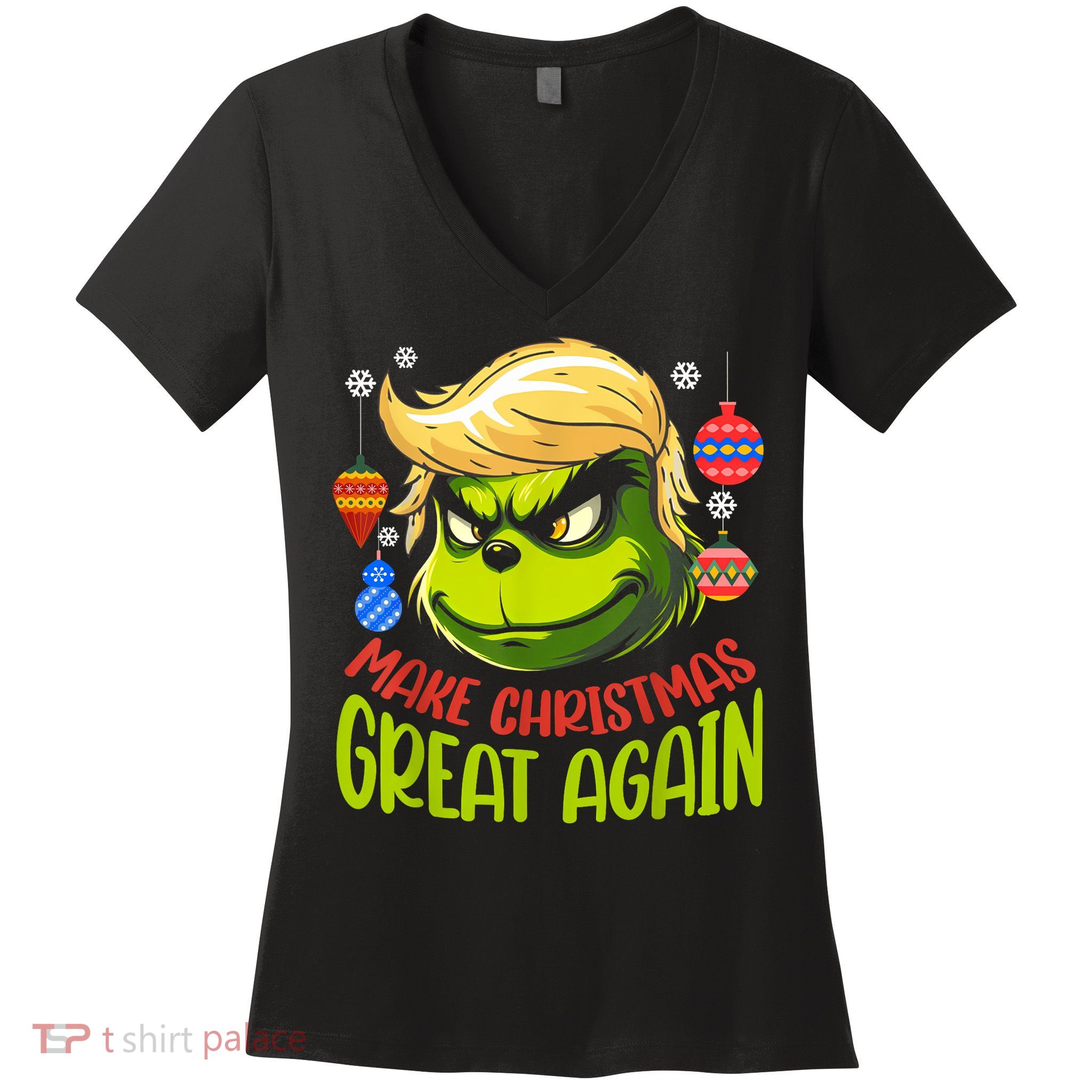 Make Christmas Great Again Donald Trump Xmas Funny Gift Women's V-Neck T-Shirt