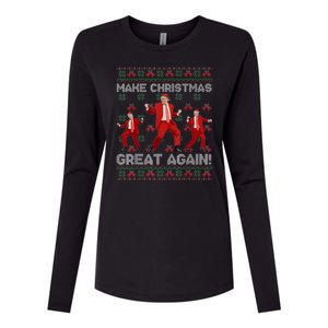 Make Christmas Great Again Santa Trump Dance Ugly Sweater Womens Cotton Relaxed Long Sleeve T-Shirt