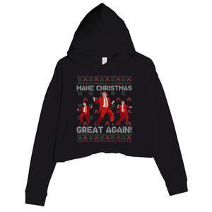 Make Christmas Great Again Santa Trump Dance Ugly Sweater Crop Fleece Hoodie