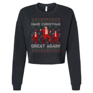 Make Christmas Great Again Santa Trump Dance Ugly Sweater Cropped Pullover Crew