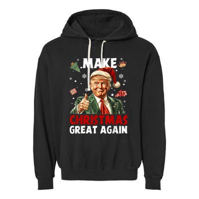 Make Christmas Great Again Santa Funny Trump Xmas Pajamas Garment-Dyed Fleece Hoodie