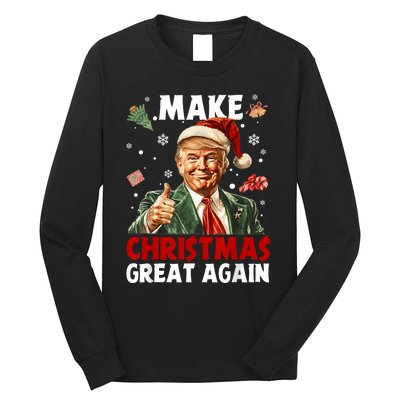 Make Christmas Great Again Santa Funny Trump Xmas Pajamas Long Sleeve Shirt