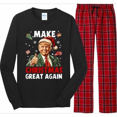 Make Christmas Great Again Santa Funny Trump Xmas Pajamas Long Sleeve Pajama Set