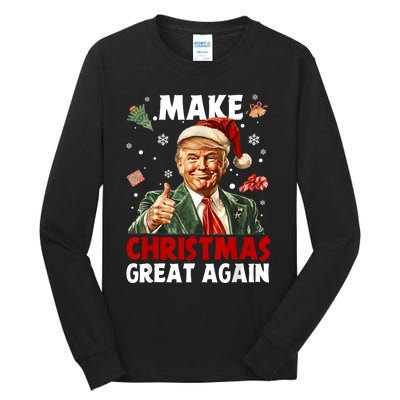 Make Christmas Great Again Santa Funny Trump Xmas Pajamas Tall Long Sleeve T-Shirt