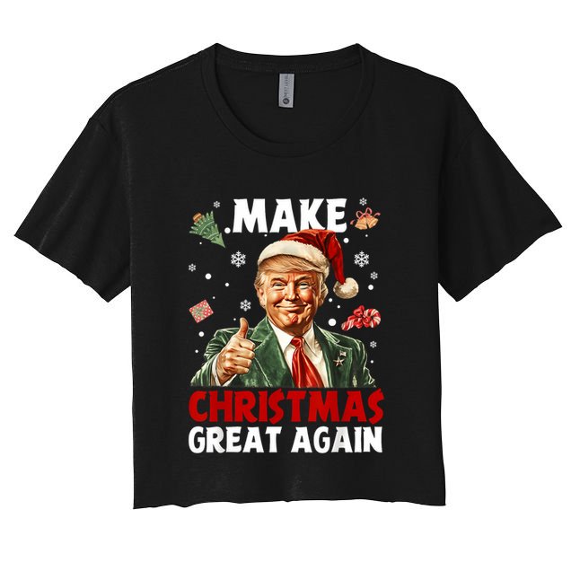 Make Christmas Great Again Santa Funny Trump Xmas Pajamas Crop Top