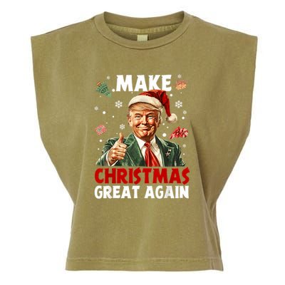 Make Christmas Great Again Santa Funny Trump Xmas Pajamas Garment-Dyed Women's Muscle Tee
