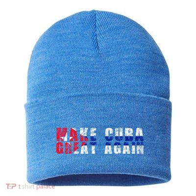 Make Cuba Great Again Cute Gift Cuban Flag Gift Sustainable Knit Beanie