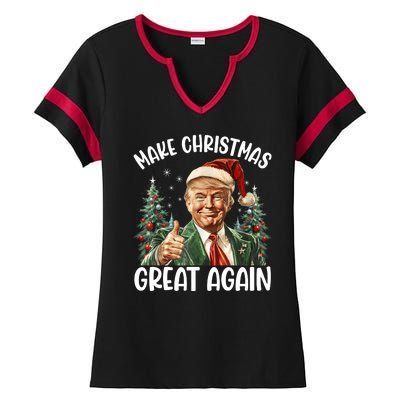 Make Christmas Great Again Donald Trump Funny Holiday Ladies Halftime Notch Neck Tee