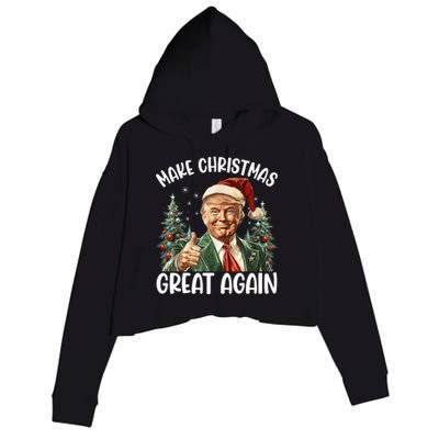 Make Christmas Great Again Donald Trump Funny Holiday Crop Fleece Hoodie