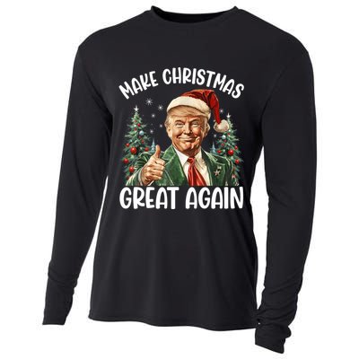 Make Christmas Great Again Donald Trump Funny Holiday Cooling Performance Long Sleeve Crew