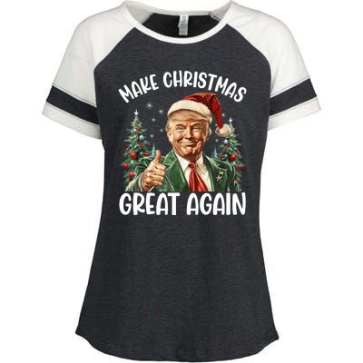 Make Christmas Great Again Donald Trump Funny Holiday Enza Ladies Jersey Colorblock Tee