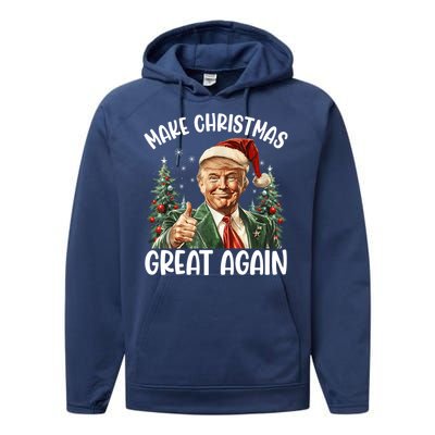 Make Christmas Great Again Donald Trump Funny Holiday Performance Fleece Hoodie