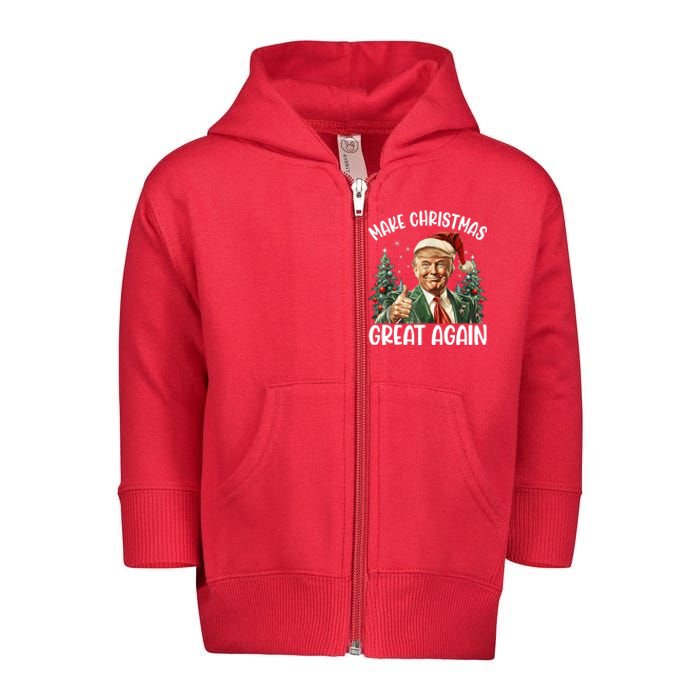 Make Christmas Great Again Donald Trump Funny Holiday Toddler Zip Fleece Hoodie