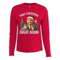 Make Christmas Great Again Donald Trump Funny Holiday Womens Cotton Relaxed Long Sleeve T-Shirt