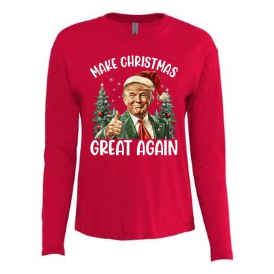 Make Christmas Great Again Donald Trump Funny Holiday Womens Cotton Relaxed Long Sleeve T-Shirt