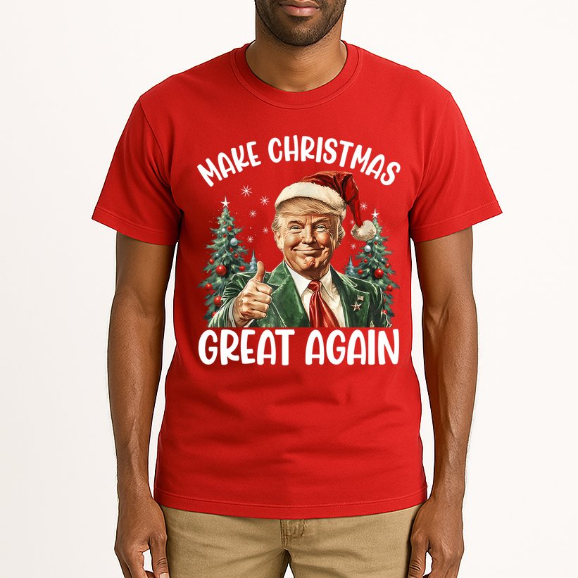 Make Christmas Great Again Donald Trump Funny Holiday Tall T-Shirt