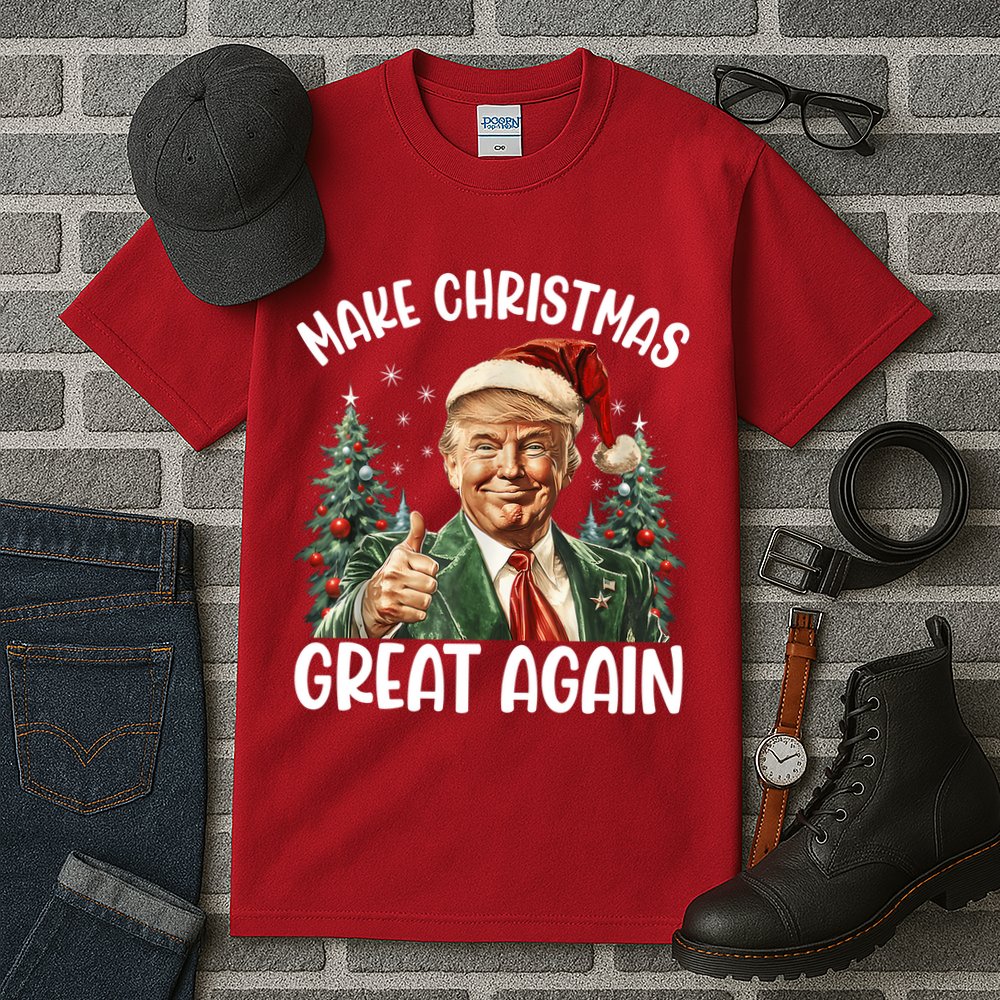 Make Christmas Great Again Donald Trump Funny Holiday Tall T-Shirt