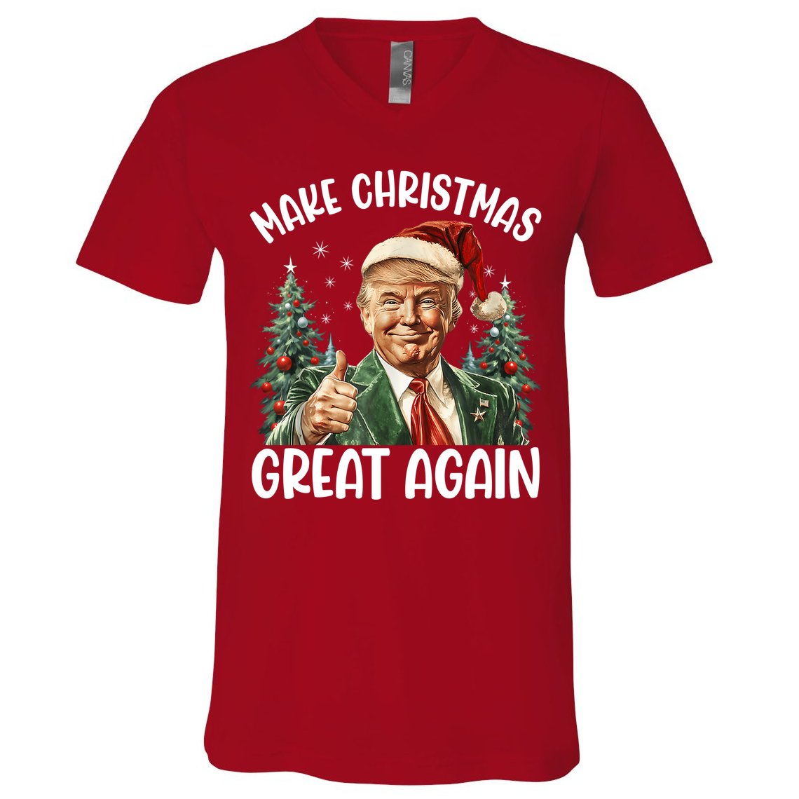 Make Christmas Great Again Donald Trump Funny Holiday V-Neck T-Shirt