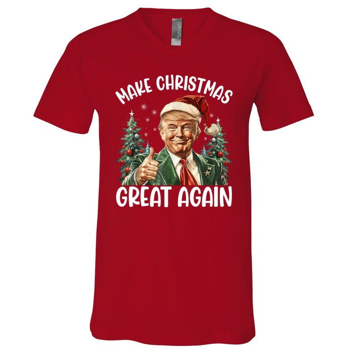 Make Christmas Great Again Donald Trump Funny Holiday V-Neck T-Shirt