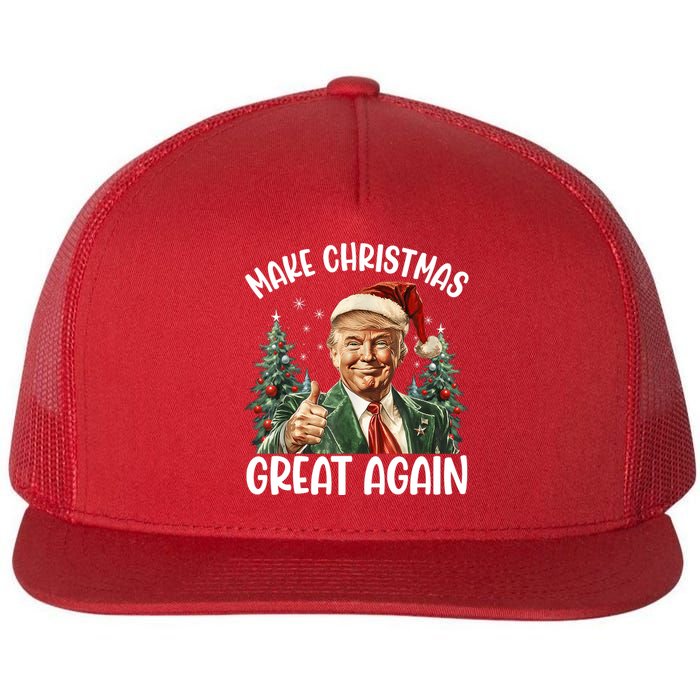 Make Christmas Great Again Donald Trump Funny Holiday Flat Bill Trucker Hat