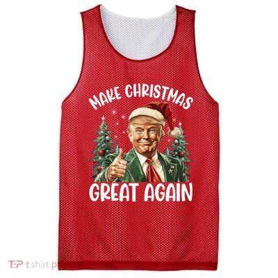 Make Christmas Great Again Donald Trump Funny Holiday Mesh Reversible Basketball Jersey Tank