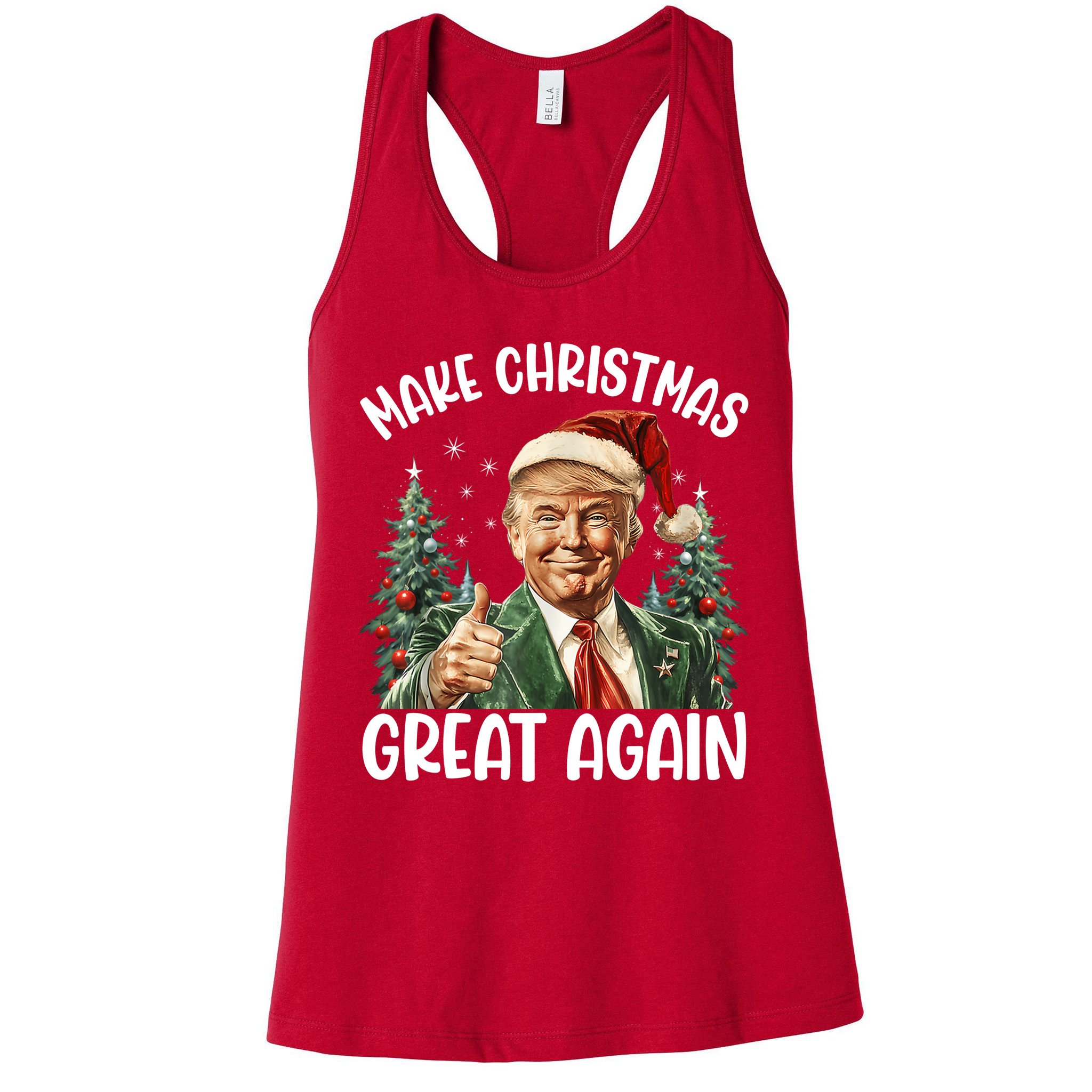 Make Christmas Great Again Donald Trump Funny Holiday Womens Tank Top