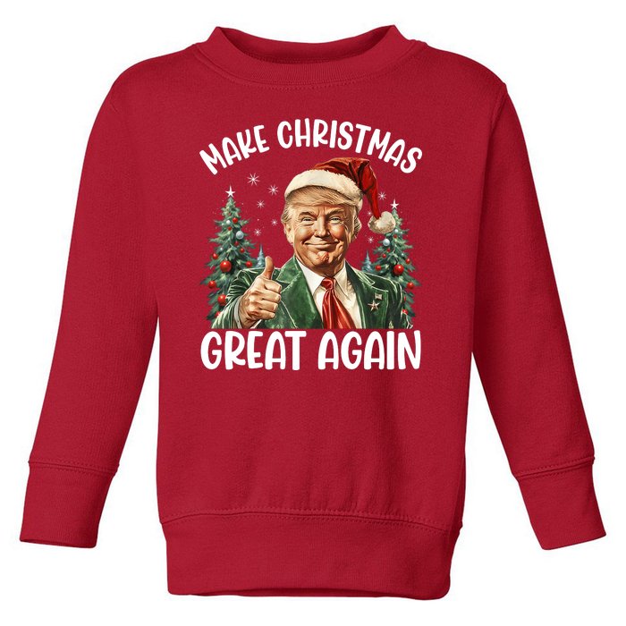 Make Christmas Great Again Donald Trump Funny Holiday Toddler Sweatshirt